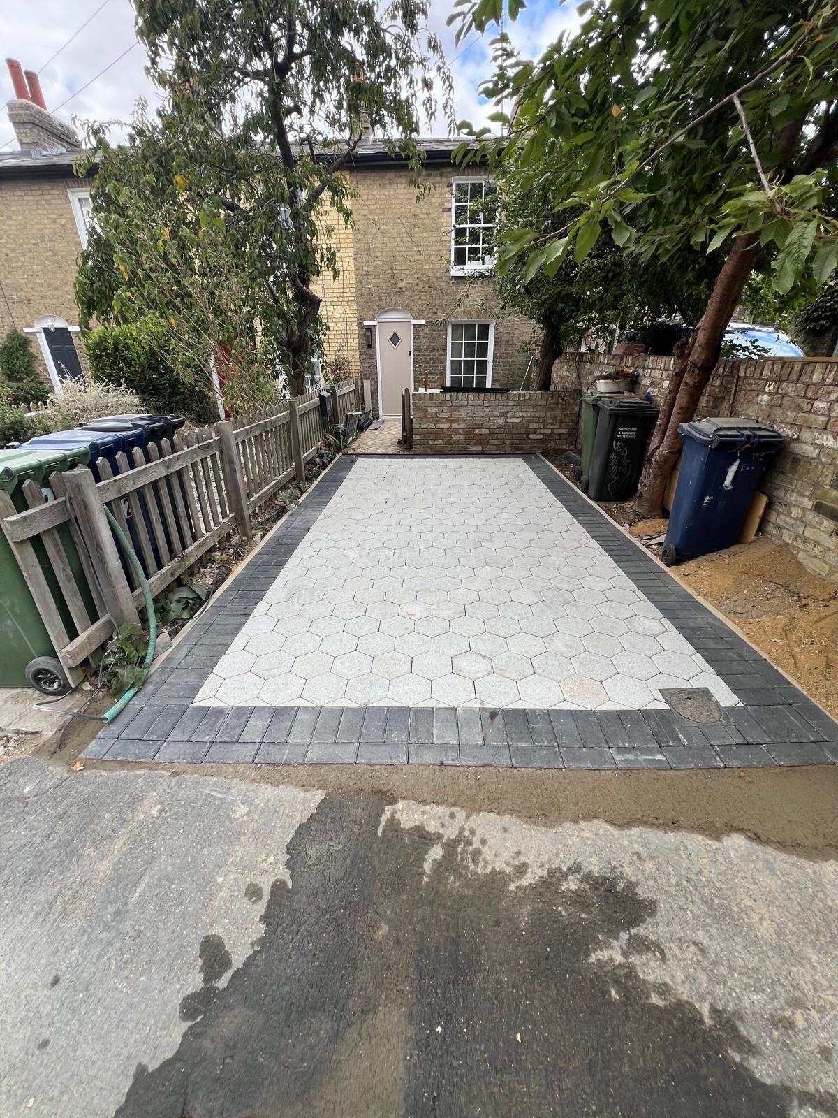 Completed paved driveway with contrasting border